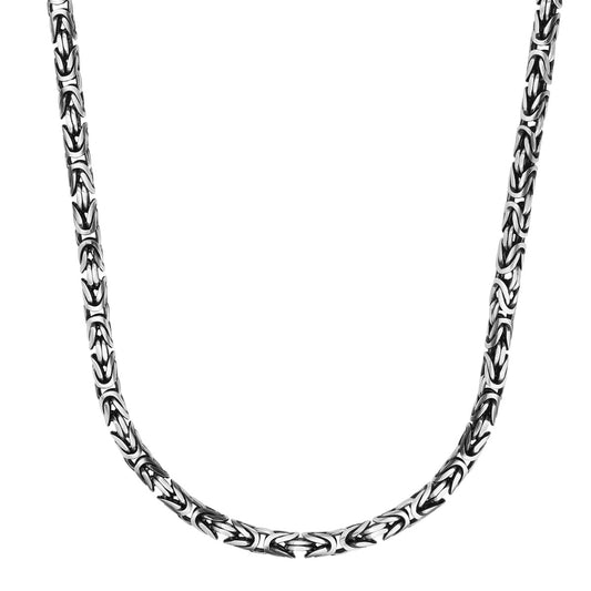 Sterling Silver Men's Gunmetal Finish Byzantine Chain with Lobster Clasp