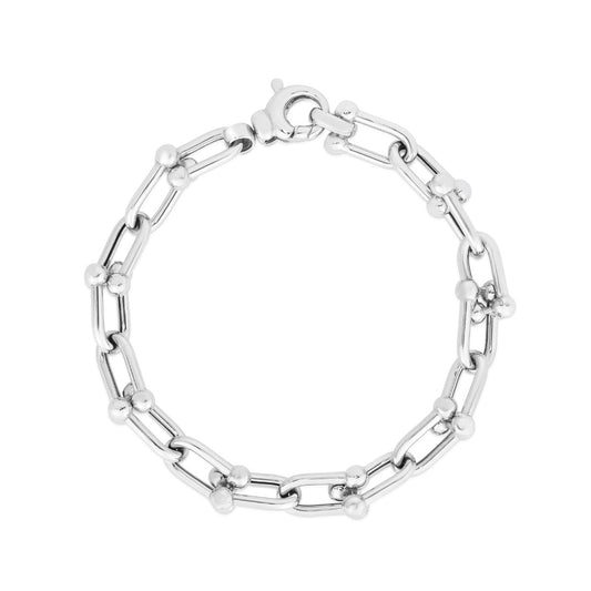 Sterling Silver Jax Bead Bracelet with Lobster Clasp
