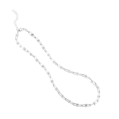 Sterling Silver Polished Jax Link Chain Necklace with Lobster Clasp