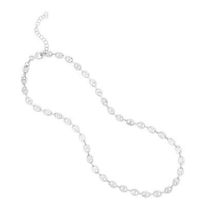 Sterling Silver Polished Puffed Mariner Chain with Lobster Clasp