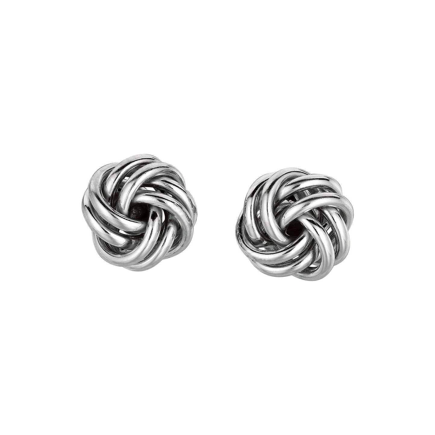 Sterling Silver Mini Double Row Polished Love Knot Earring