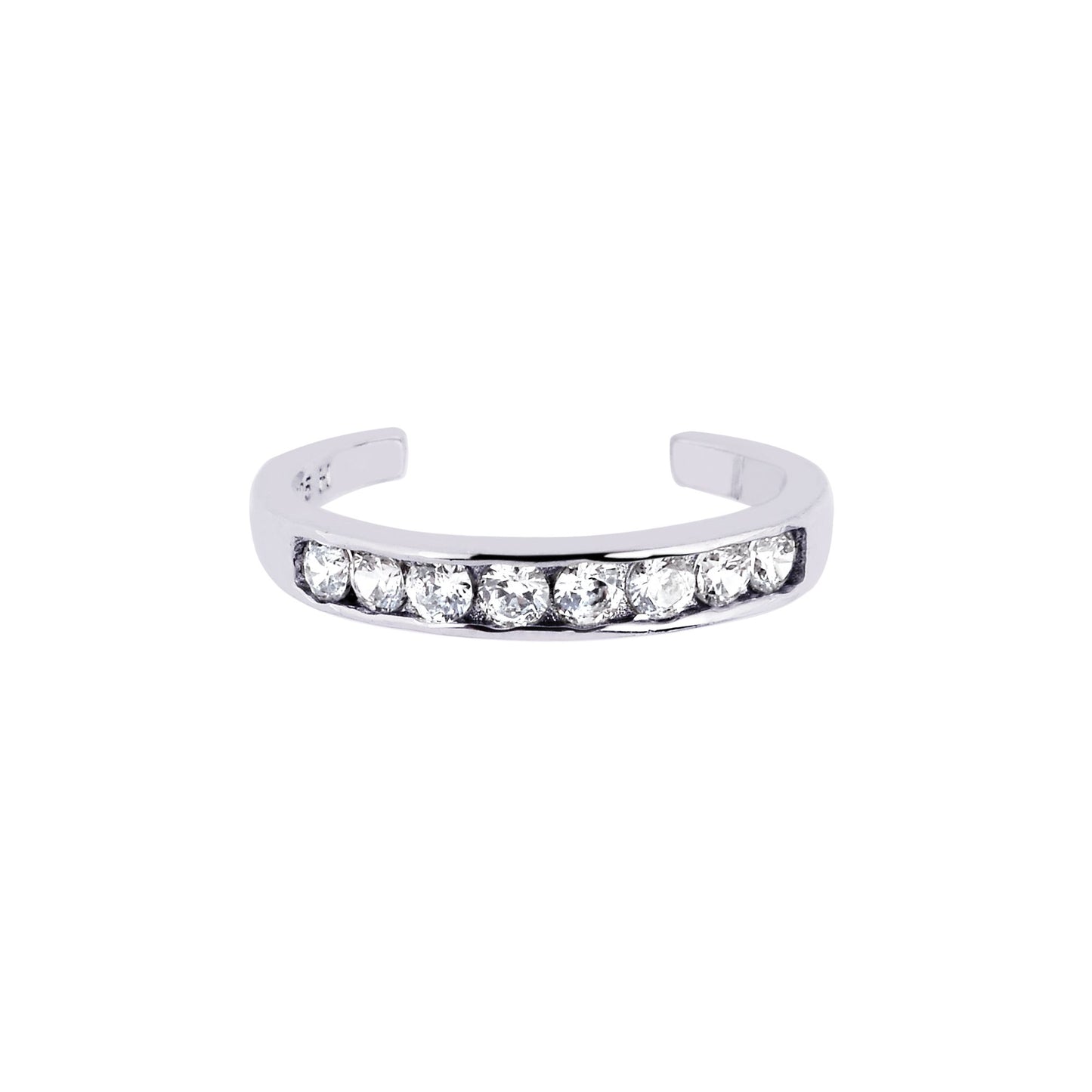 Sterling Silver Channel Set CZ Toe Ring