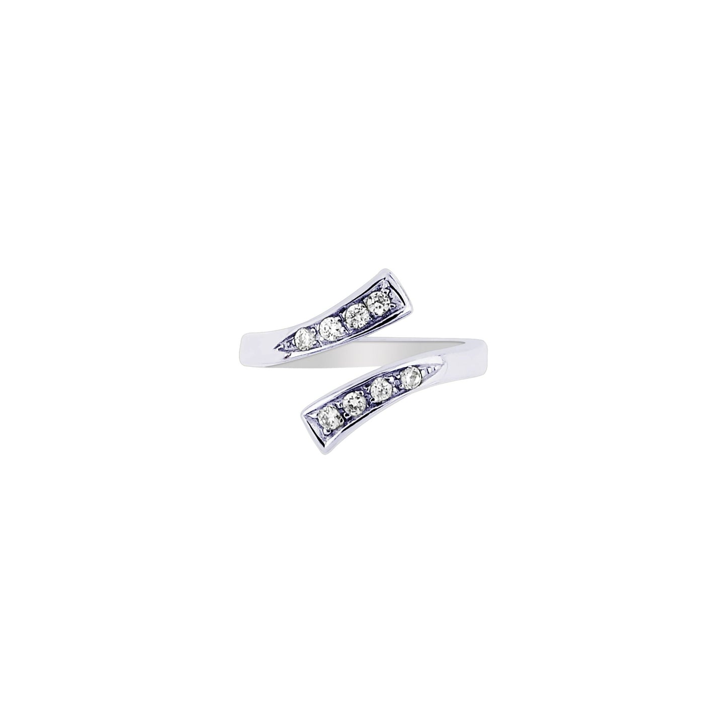 Sterling Silver Graduated Bypass CZ Toe Ring