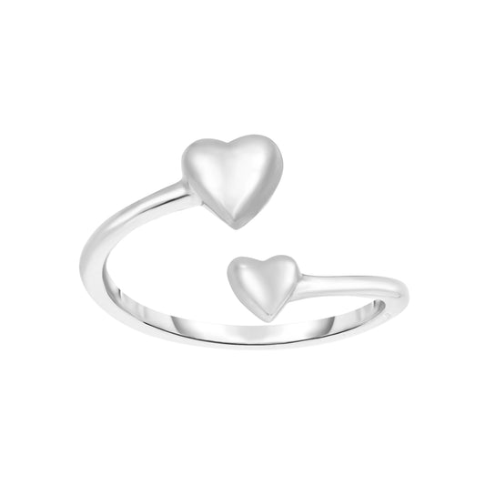 Sterling Silver Polished Bypass Heart Toe Ring