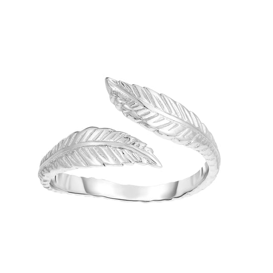 Sterling Silver Polished Leaf Bypass Toe Ring