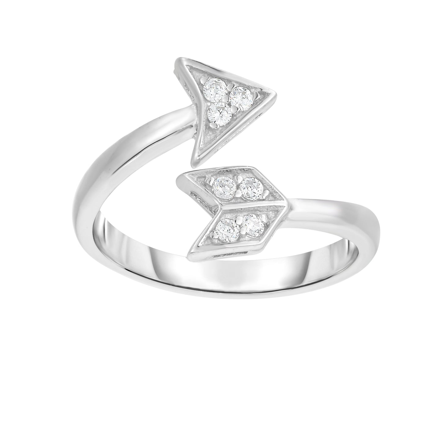 Sterling Silver Bypass CZ Arrow Toe Ring