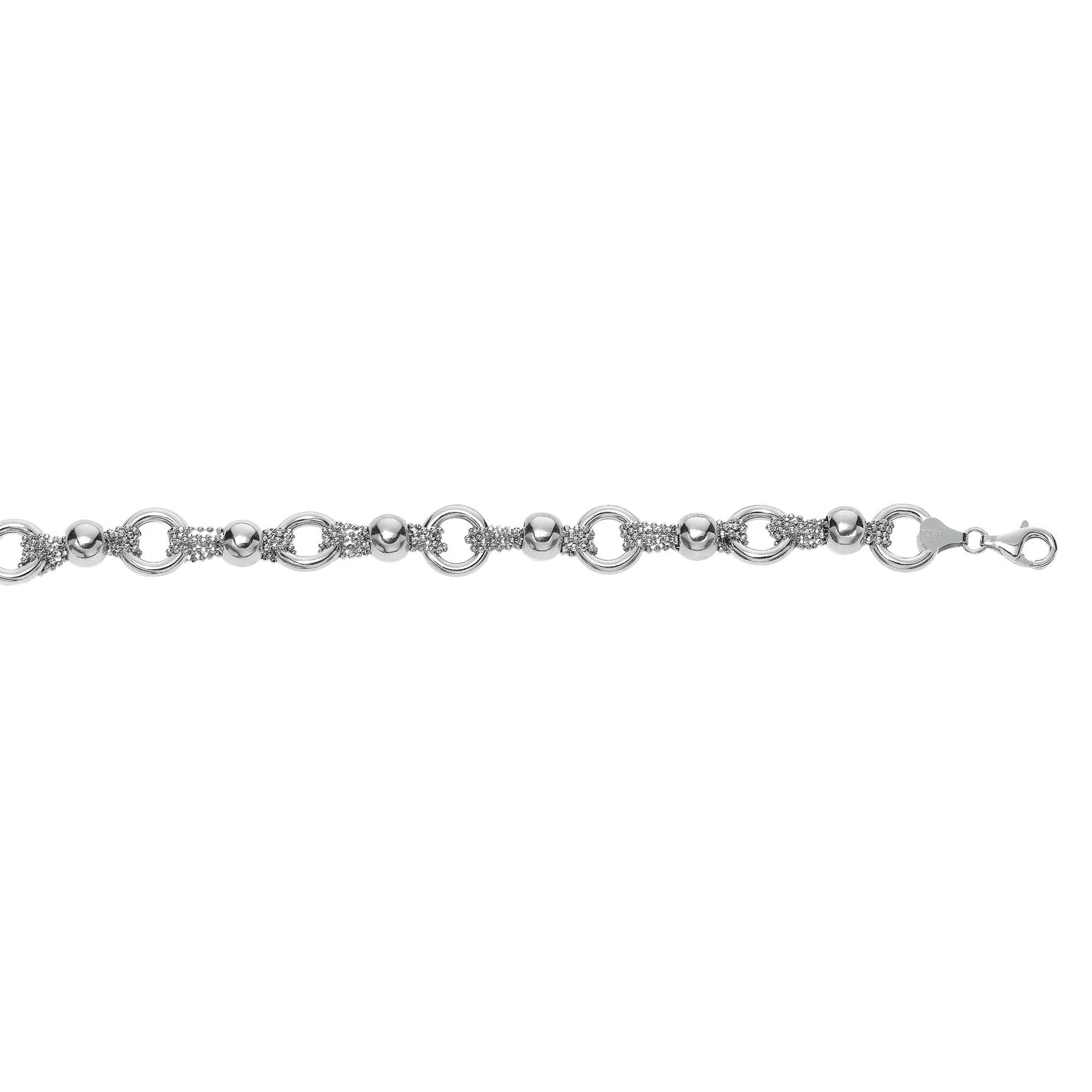 Sterling Silver Multi-strand Bead Chain and Round Link Station Chain