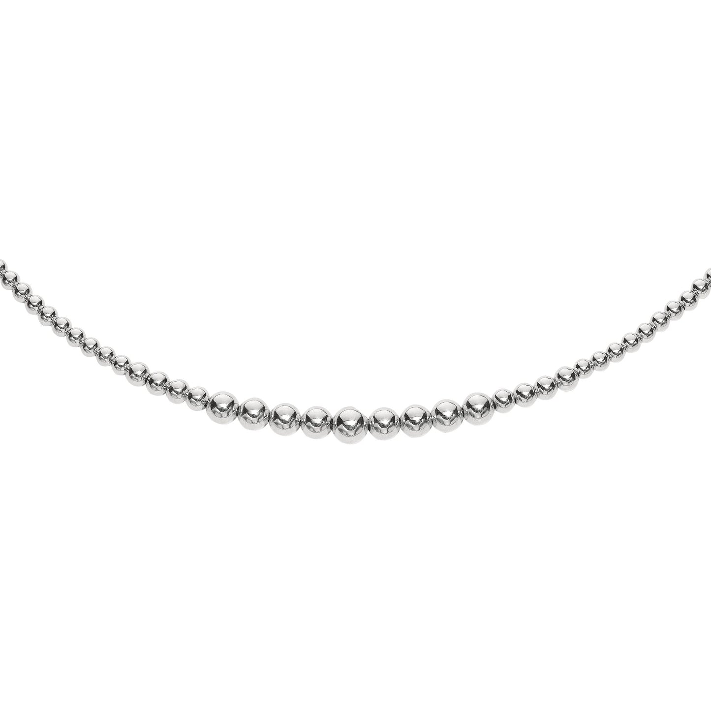 Sterling Silver Polished Graduated 5mm to 8mm Bead Necklace