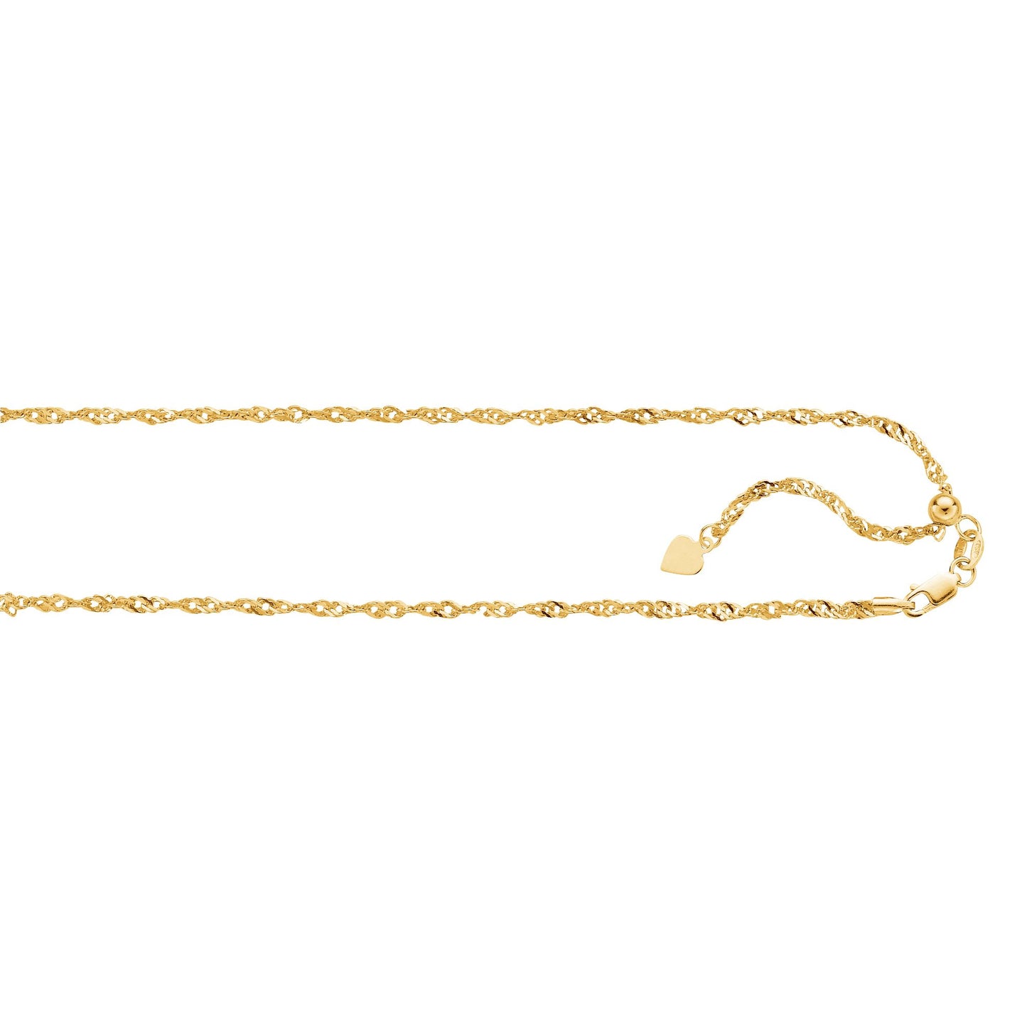 14K Gold Adjustable Singapore Chain with Lobster Lock