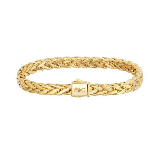 14K Gold and Diamond Flat Woven Braided Bracelet with Box Clasp