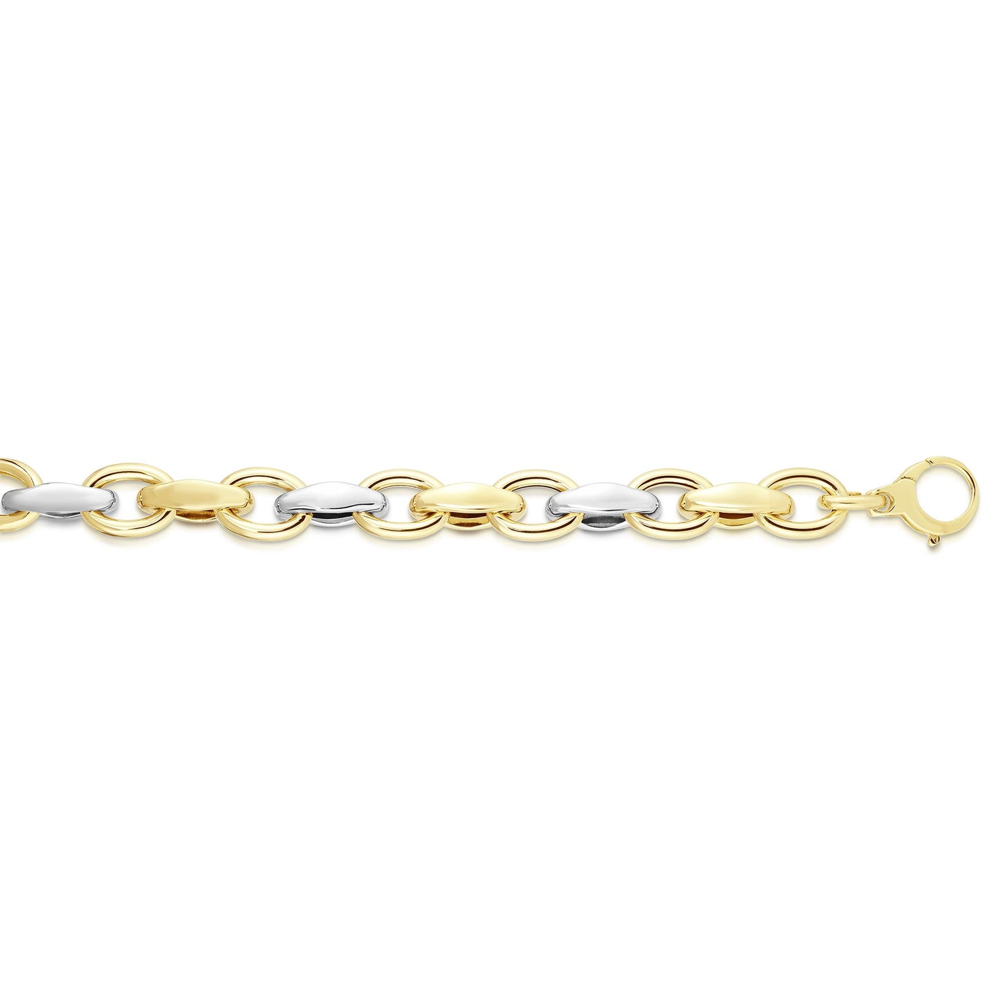 14K Two-tone Gold Alternating Three Plus One Heritage Link Bracelet
