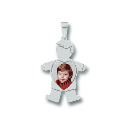 Baby Boy Picture Pendant with Heart Cut-Out - Personalized Custom Jewelry with Your Pictures | Sterling Silver