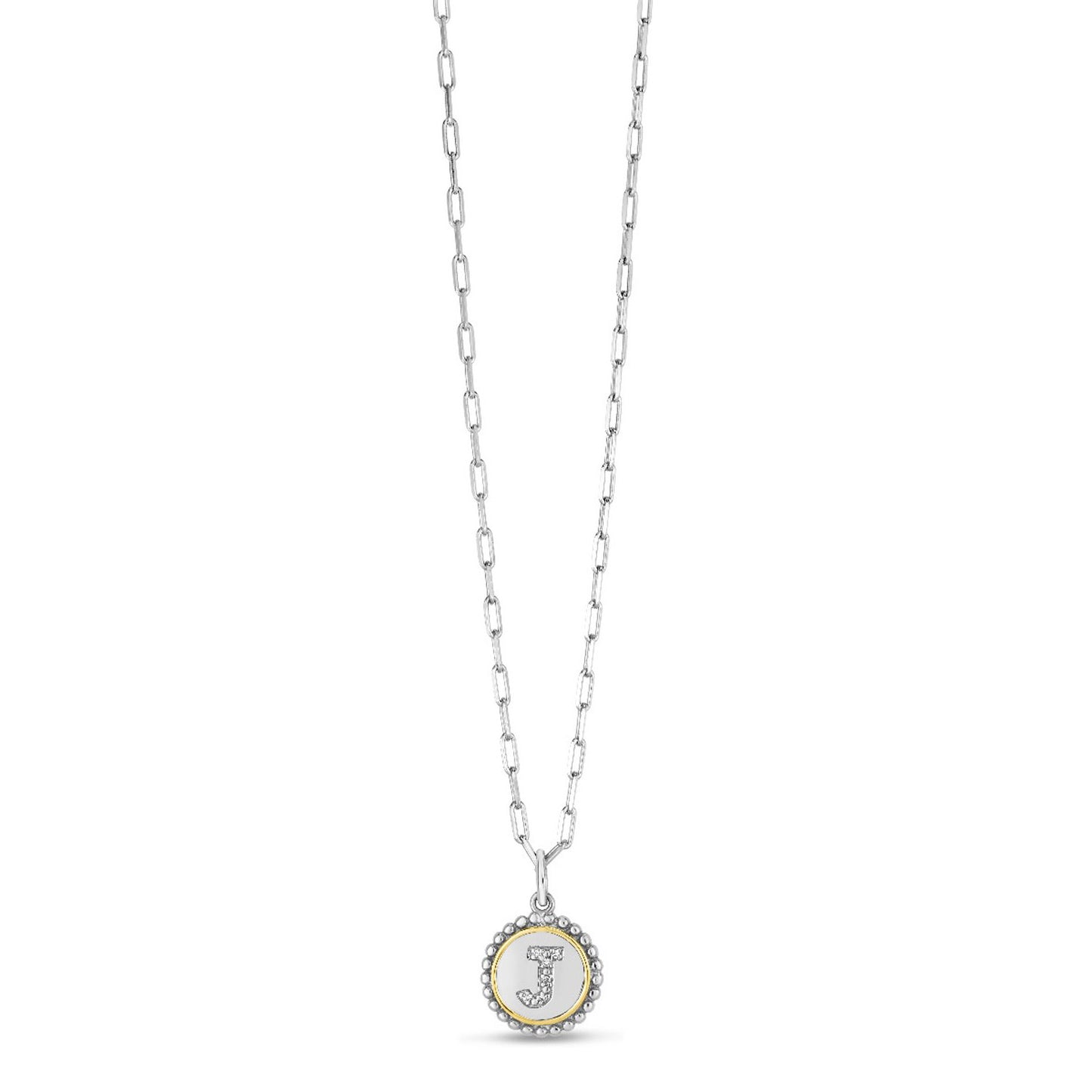 Sterling Silver-18K Gold Popcorn Initials Letter A Necklace