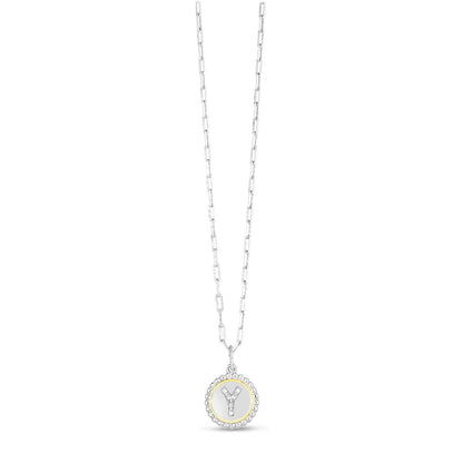 Sterling Silver-18K Gold Popcorn Initials Letter A Necklace