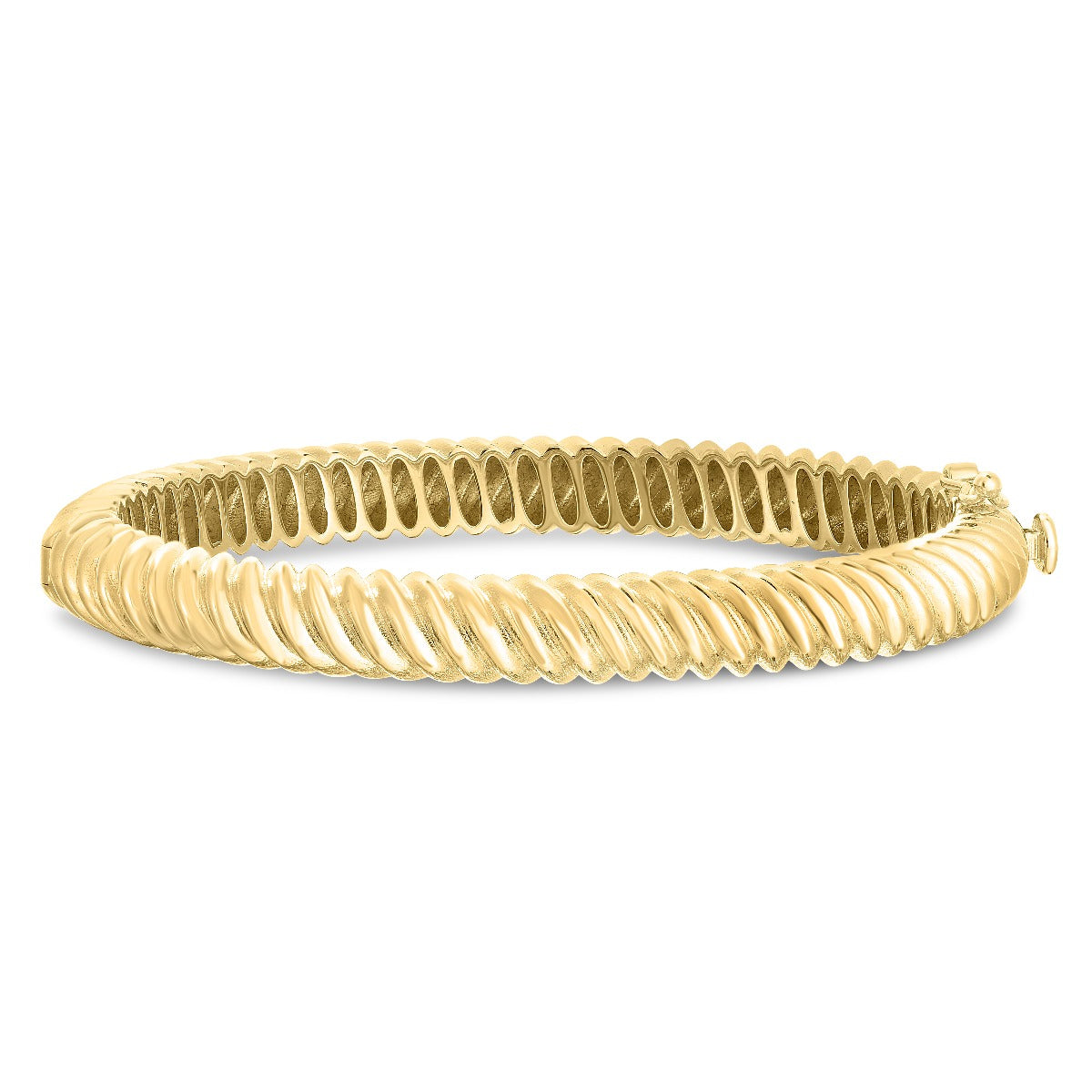 14K Yellow Gold Polished Twisted Cable Bangle with Box Clasp