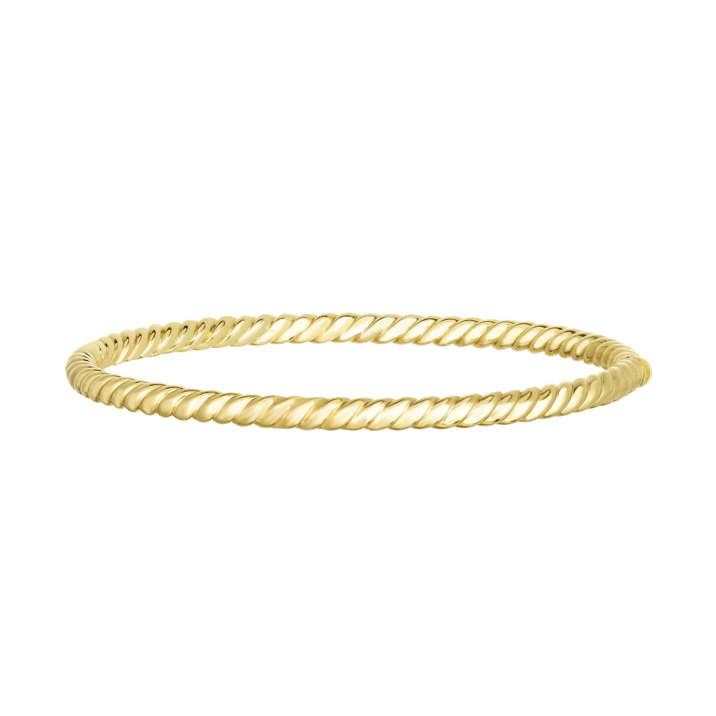 14K Gold Polished Italian Cable Bangle with Box Clasp | Silver Options