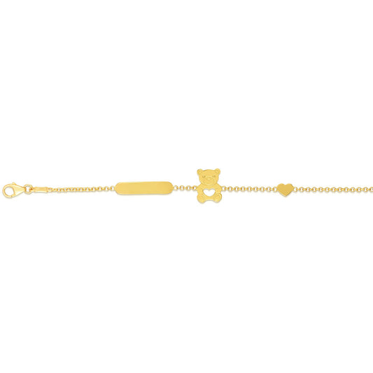 14K Gold Children's Teddy Bear ID Bracelet
