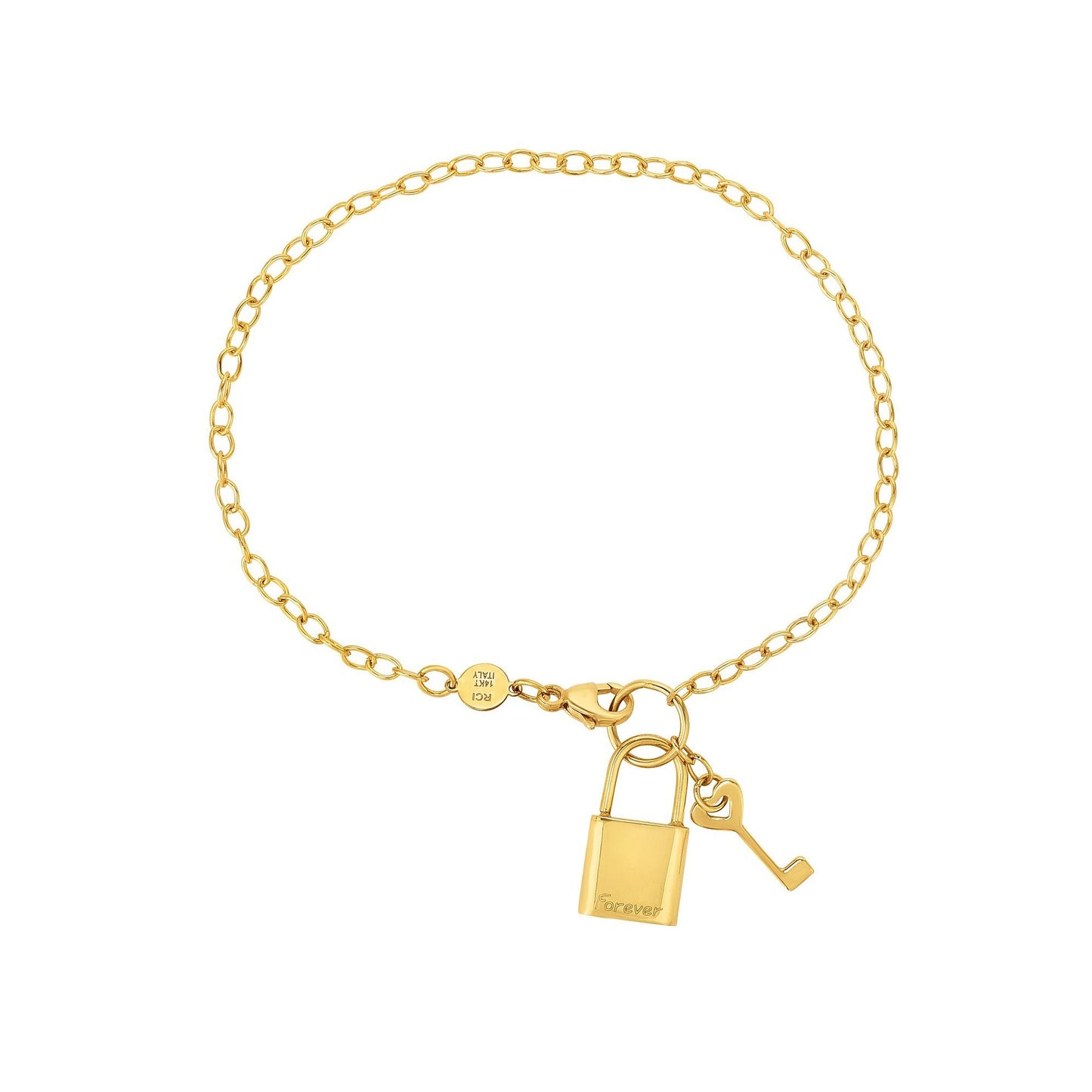14K Gold Lock & Key (Forever) Bracelet