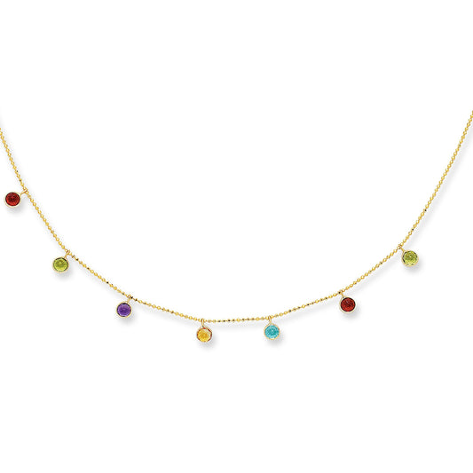 14K Gold Semi-Precious Dangling Stone Chain
