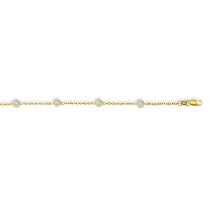 14K Gold CZ by the Yard Chain Bracelet