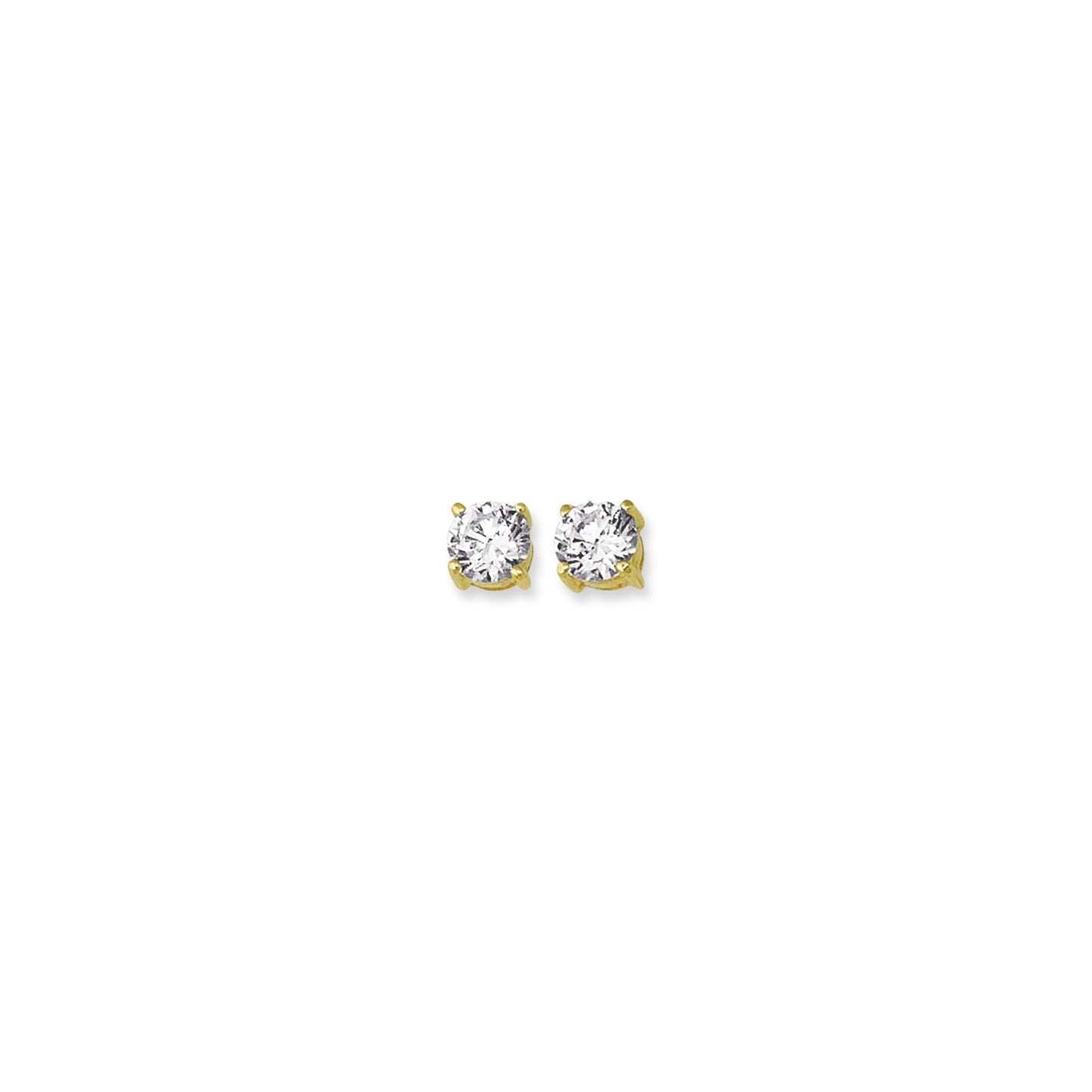 14K Gold Round CZ Stud Earring