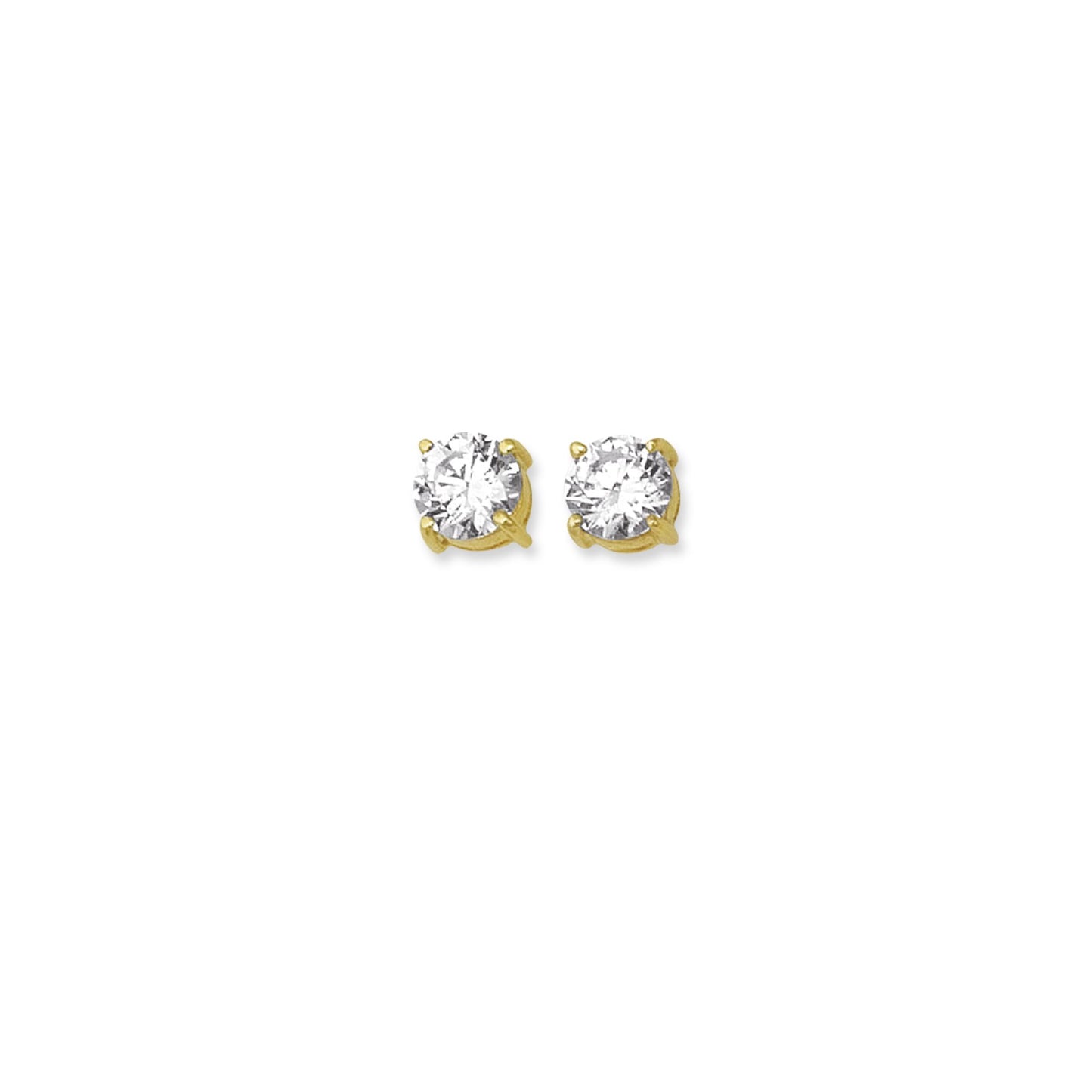 14K Gold Round CZ Stud Earring