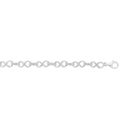 Sterling Silver Infinity Diamond Accent Link Bracelet