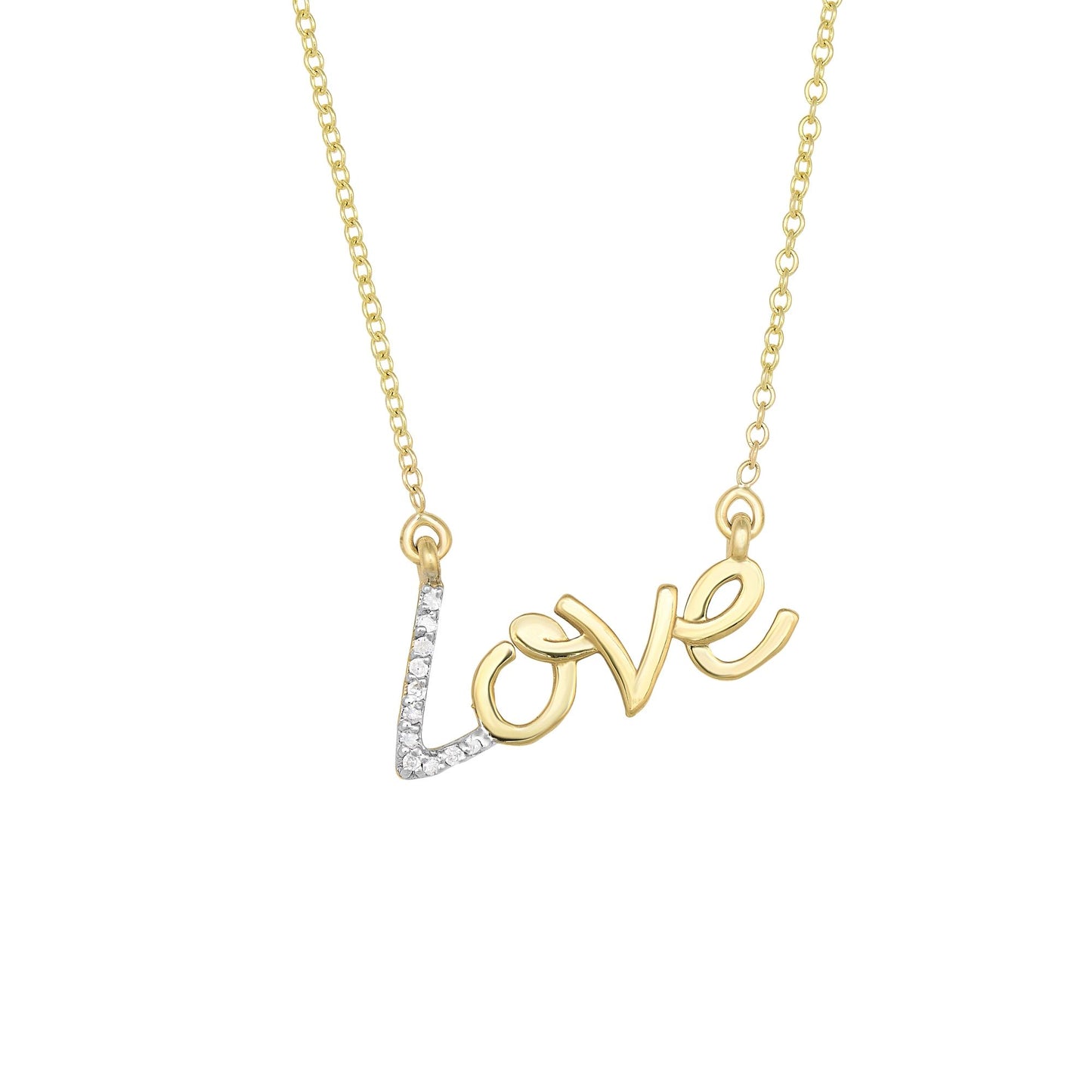14K Gold Diamond "Love" Necklace