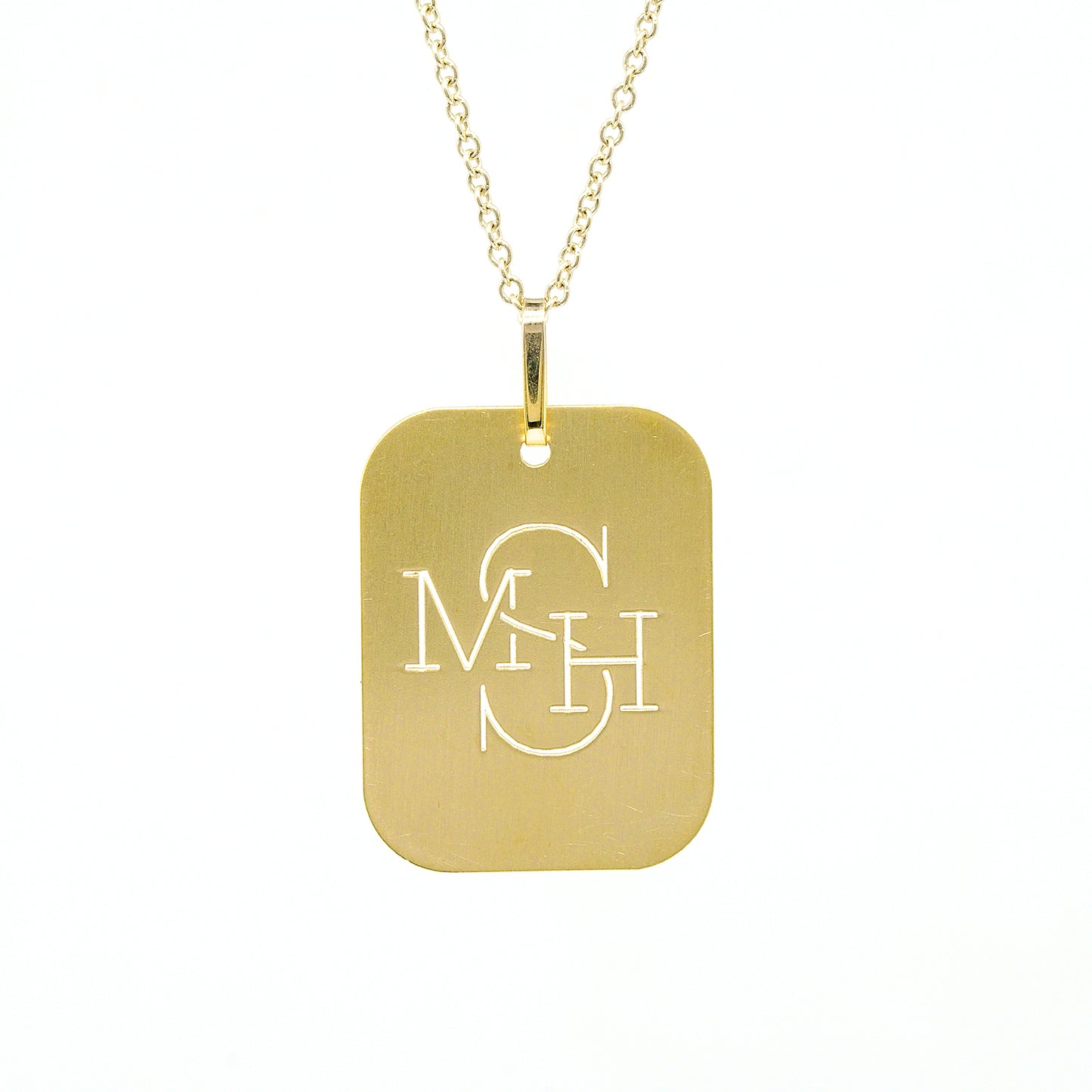 Custom Punch out Name Dog Tag Pendant in 14K Gold
