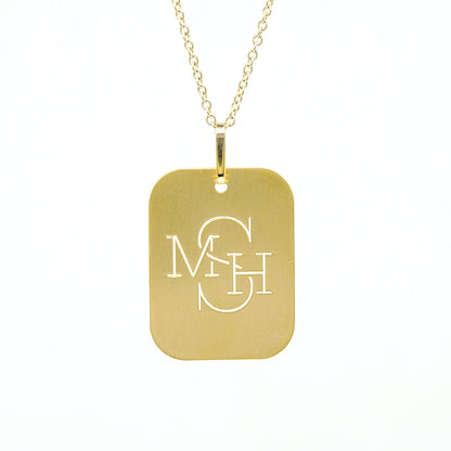 Custom Punch out Name Dog Tag Pendant in 14K Gold