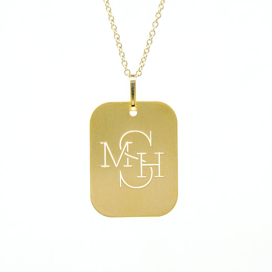 Custom Punch out Name Dog Tag Pendant in 14K Gold
