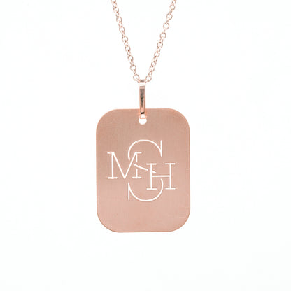 Custom Punch out Name Dog Tag Pendant in 14K Gold