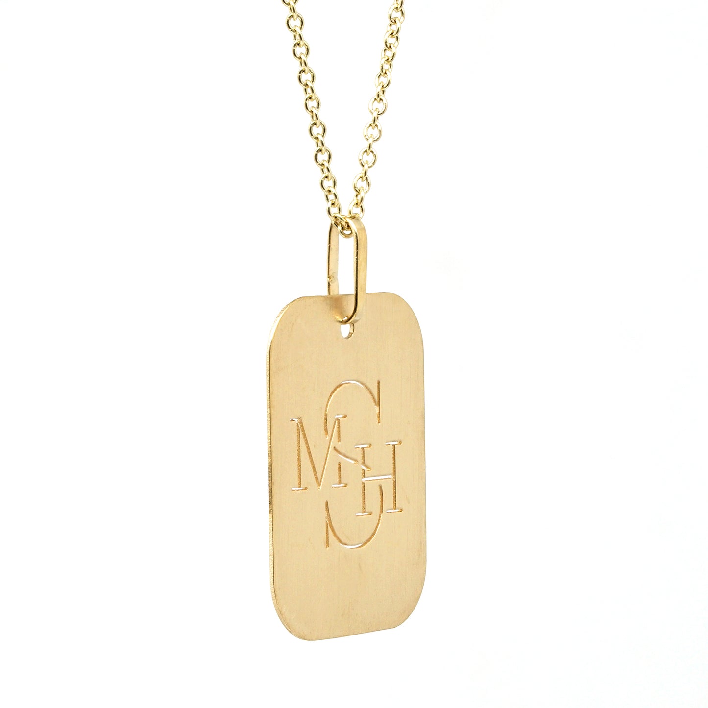 Custom Punch out Name Dog Tag Pendant in 14K Gold