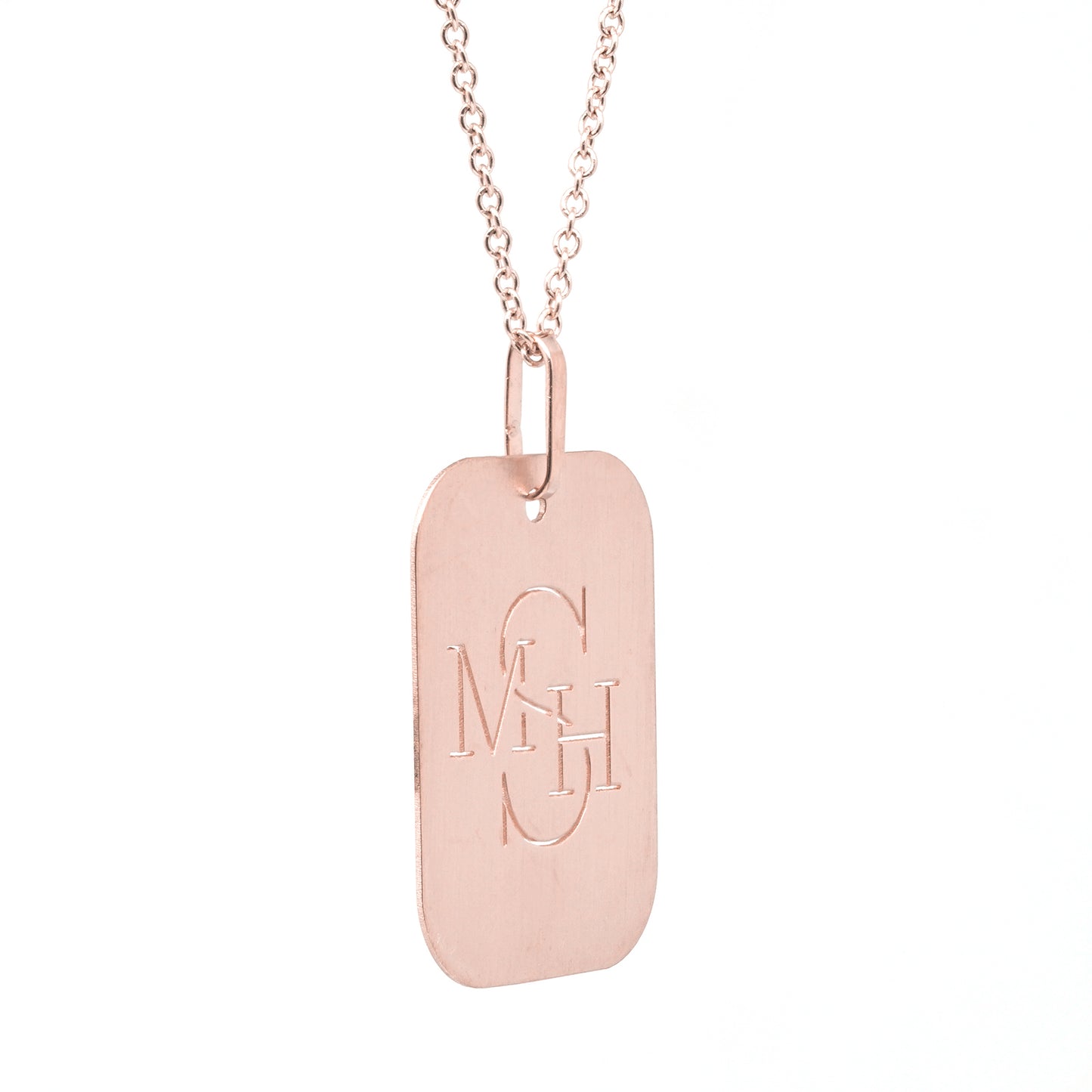 Custom Punch out Name Dog Tag Pendant in 14K Gold