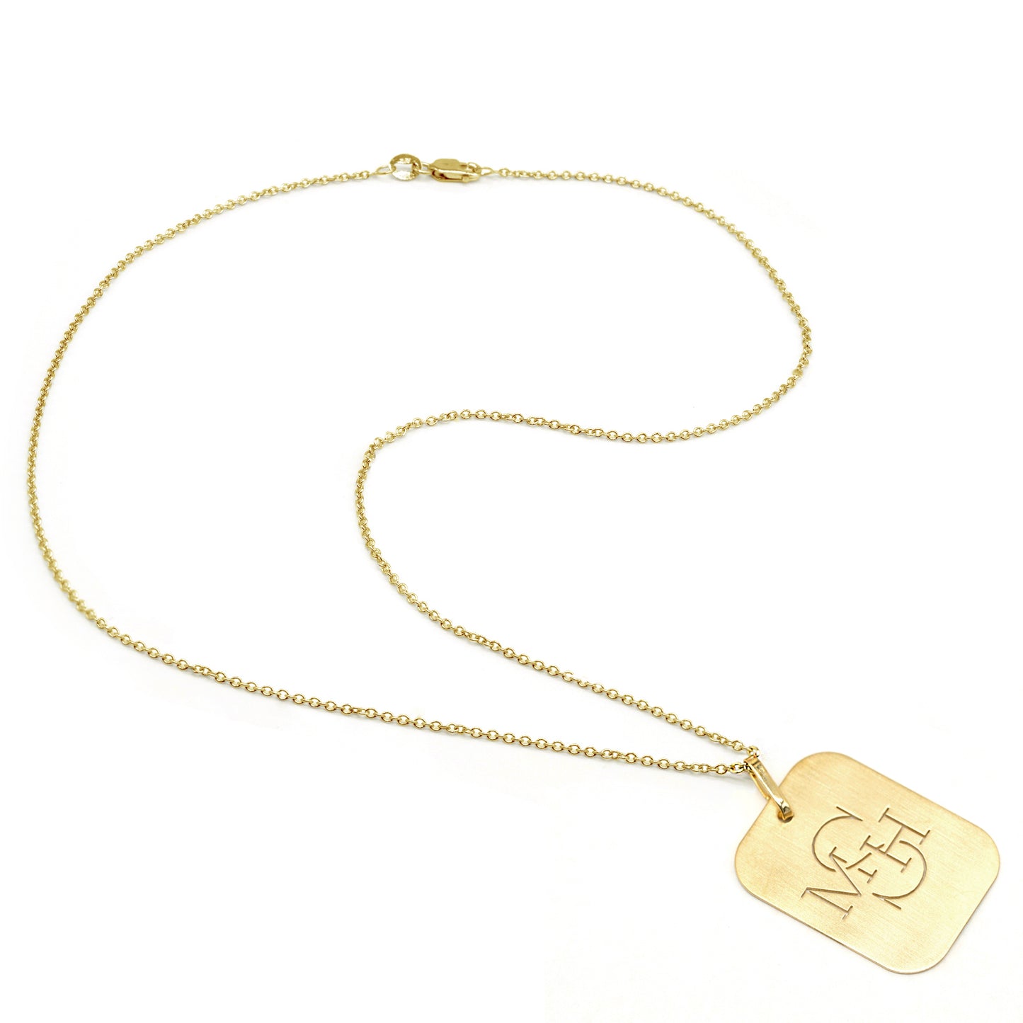 Custom Punch out Name Dog Tag Pendant in 14K Gold
