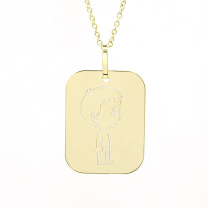 Boy Punch Out Dog Tag Pendant in 14K Gold