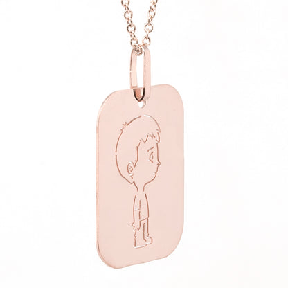 Boy Punch Out Dog Tag Pendant in 14K Gold
