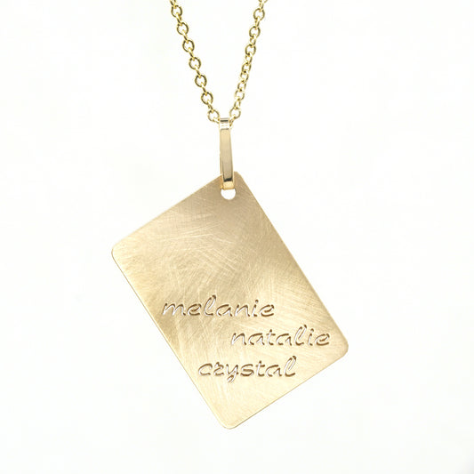 14K Gold Custom Punch out Names Dog Tag Pendant | Up to 4 Names