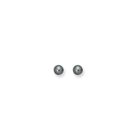 14K Gold 7MM Black Pearl Stud Earring | 6mm - 7mm