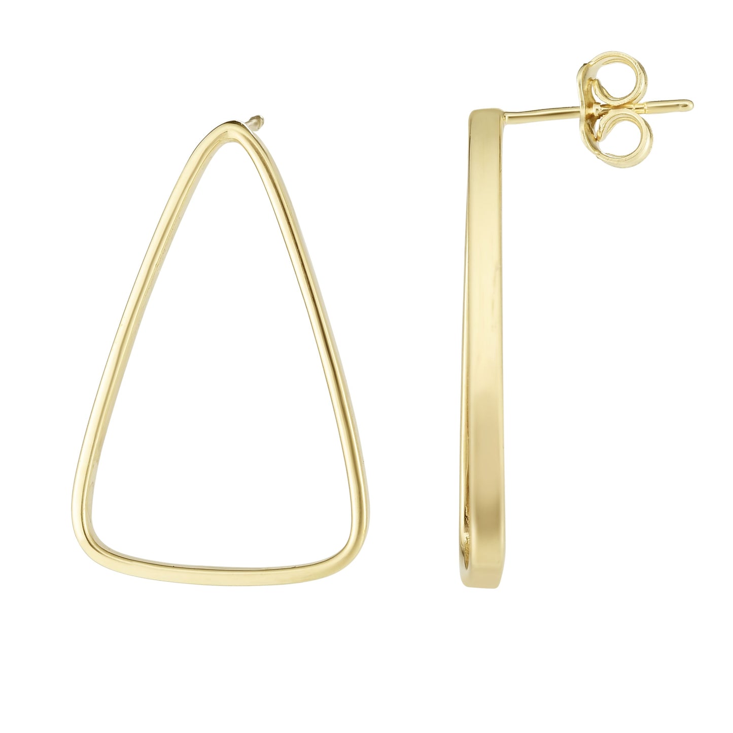 14K Gold Large Open Triangle Earring