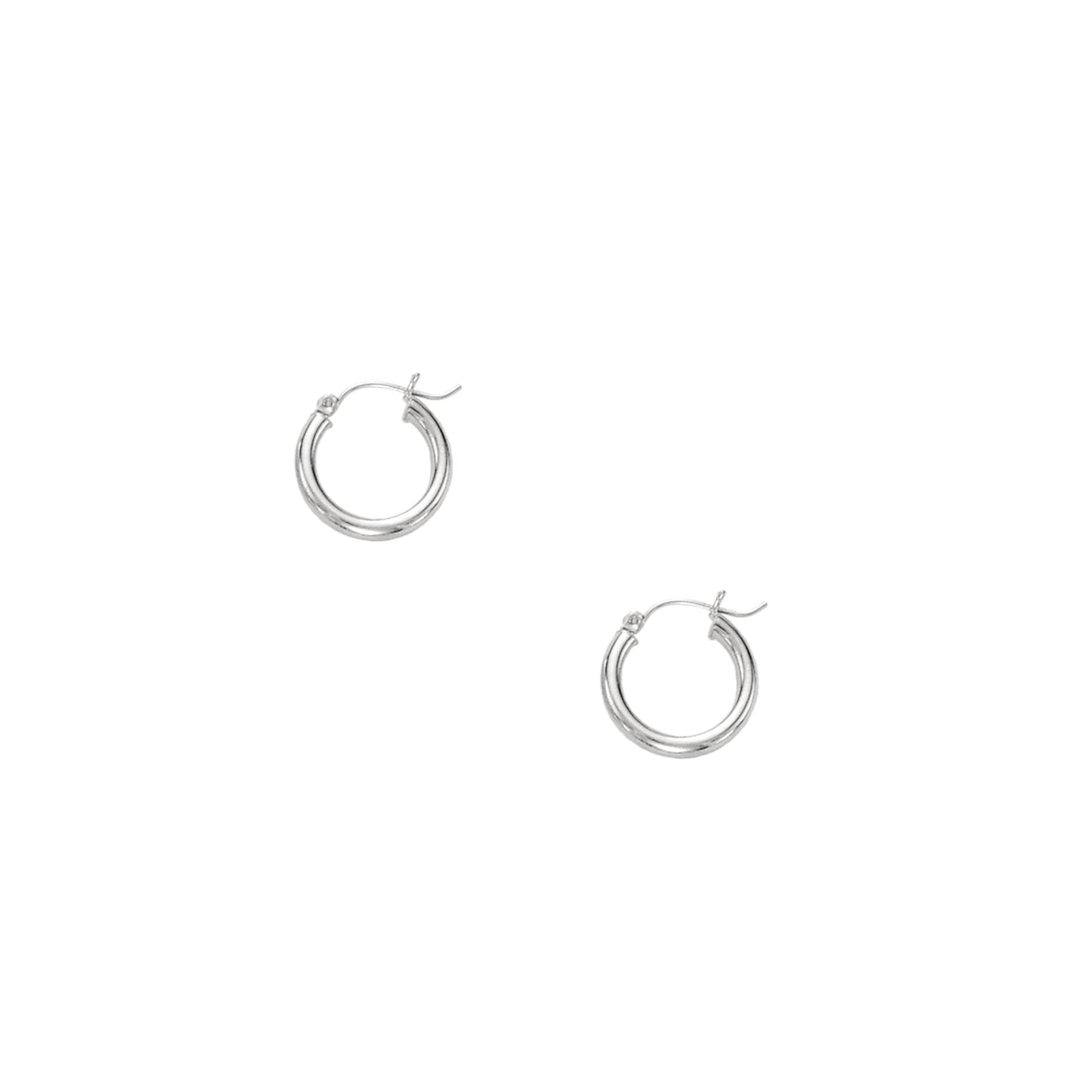 Polished 14K Gold Round Hoop Earring with Hinged Clasp