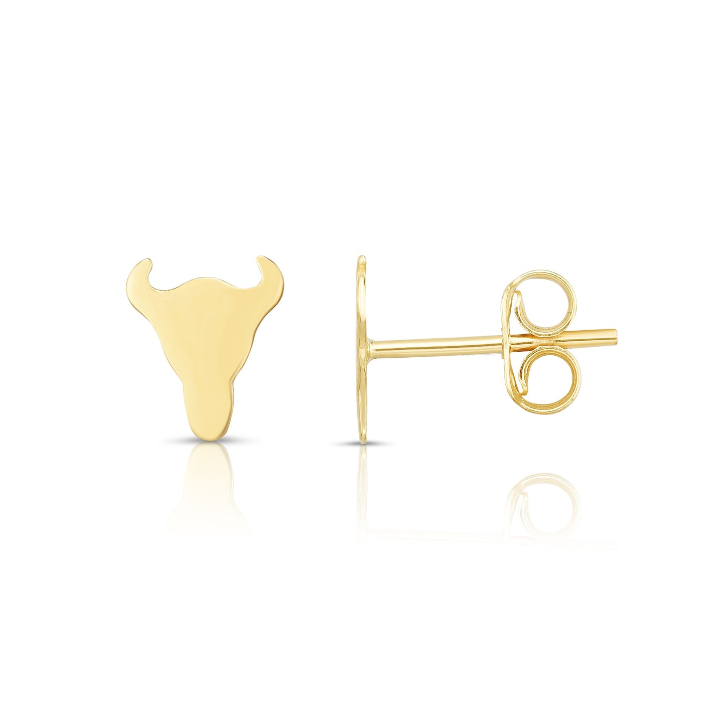 14K Gold Polished Longhorn Stud Earrings