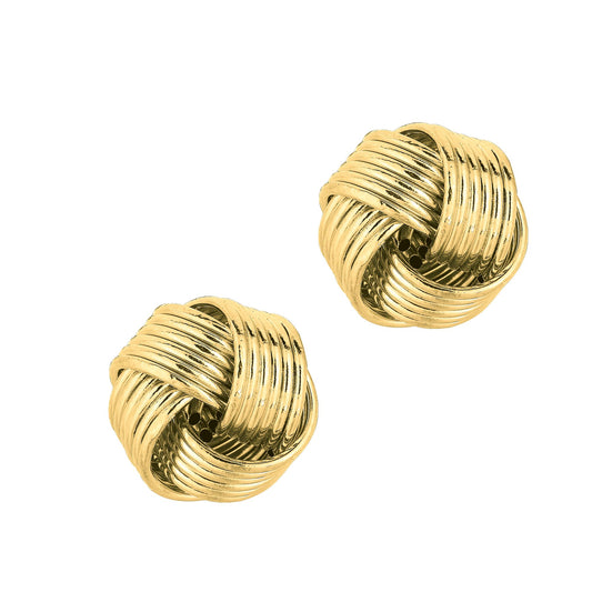 14K Gold Large Textured Love Knot Stud Earring