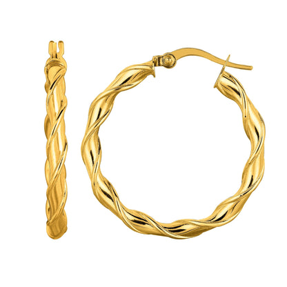 14K Gold 20mm Twist Hoop Earring