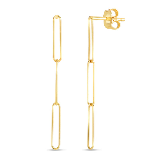 14K Lungo Paperclip Drop Earring - Elegant Creations NYC