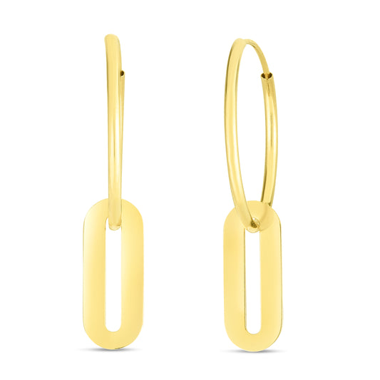 14K Paperclip Hoop Drop Earring - Elegant Creations NYC