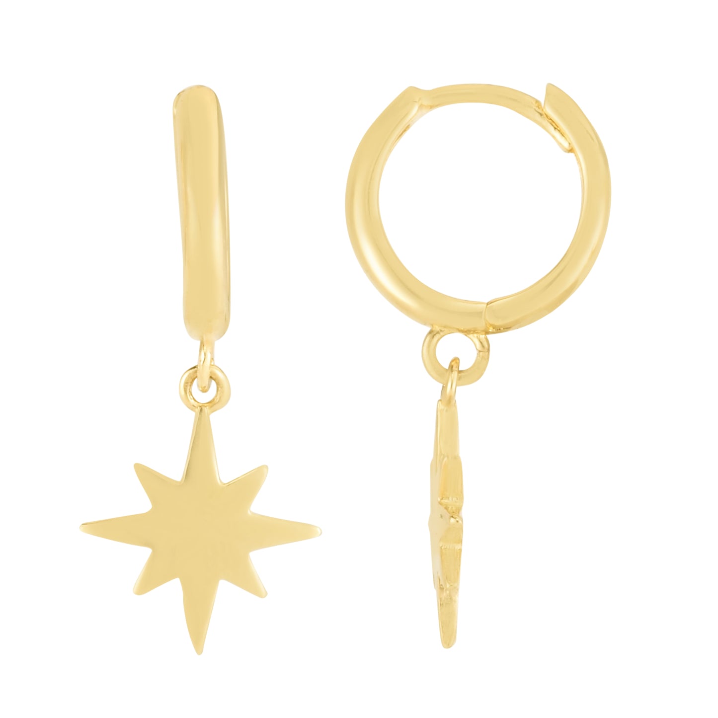 14K Gold Huggies with Star Dangling Charm