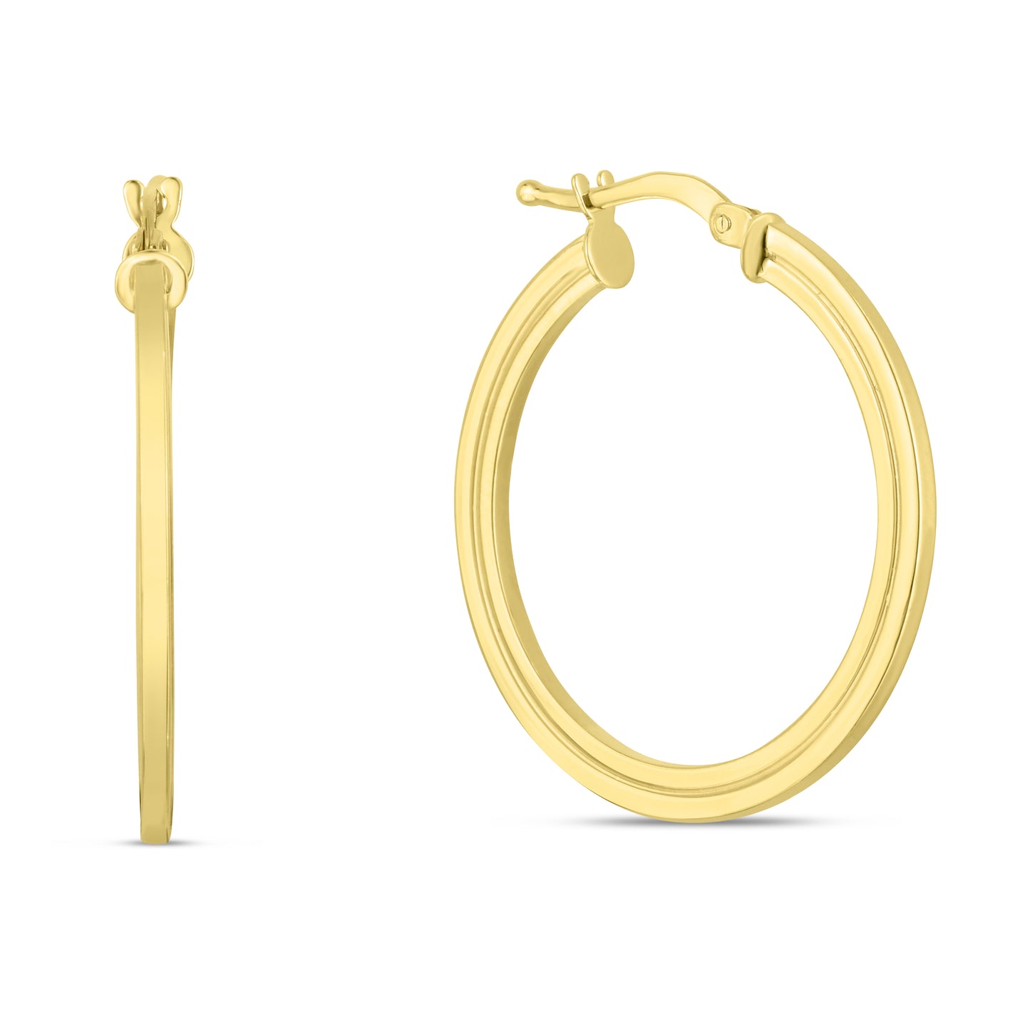 14K Gold Round Concentric Hoops