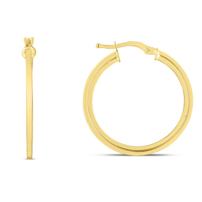14K Gold Round Concentric Hoops