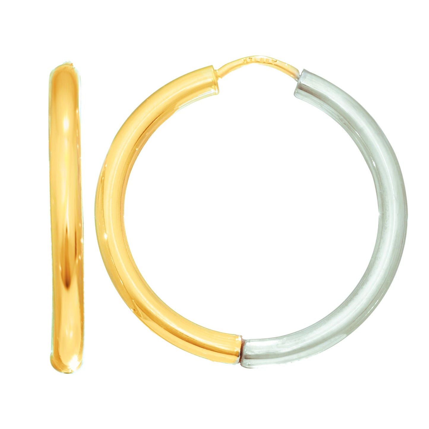 14K Gold Diamond Cut Reversible Hoop Earring